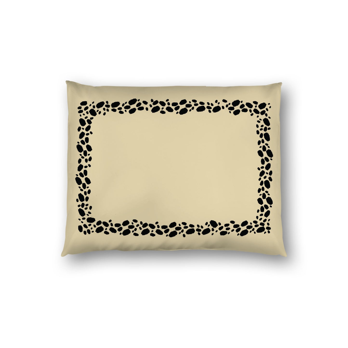 Desert Sand Cotton Sateen Pillow Sham, Black Hand-painted Dab Motif Print, Classic Border, White Reverse Side, Standard - 20 x 26 inches