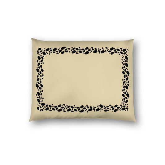 Desert Sand Cotton Sateen Pillow Sham, Black Hand-painted Dab Motif Print, Classic Border, White Reverse Side, Standard - 20 x 26 inches