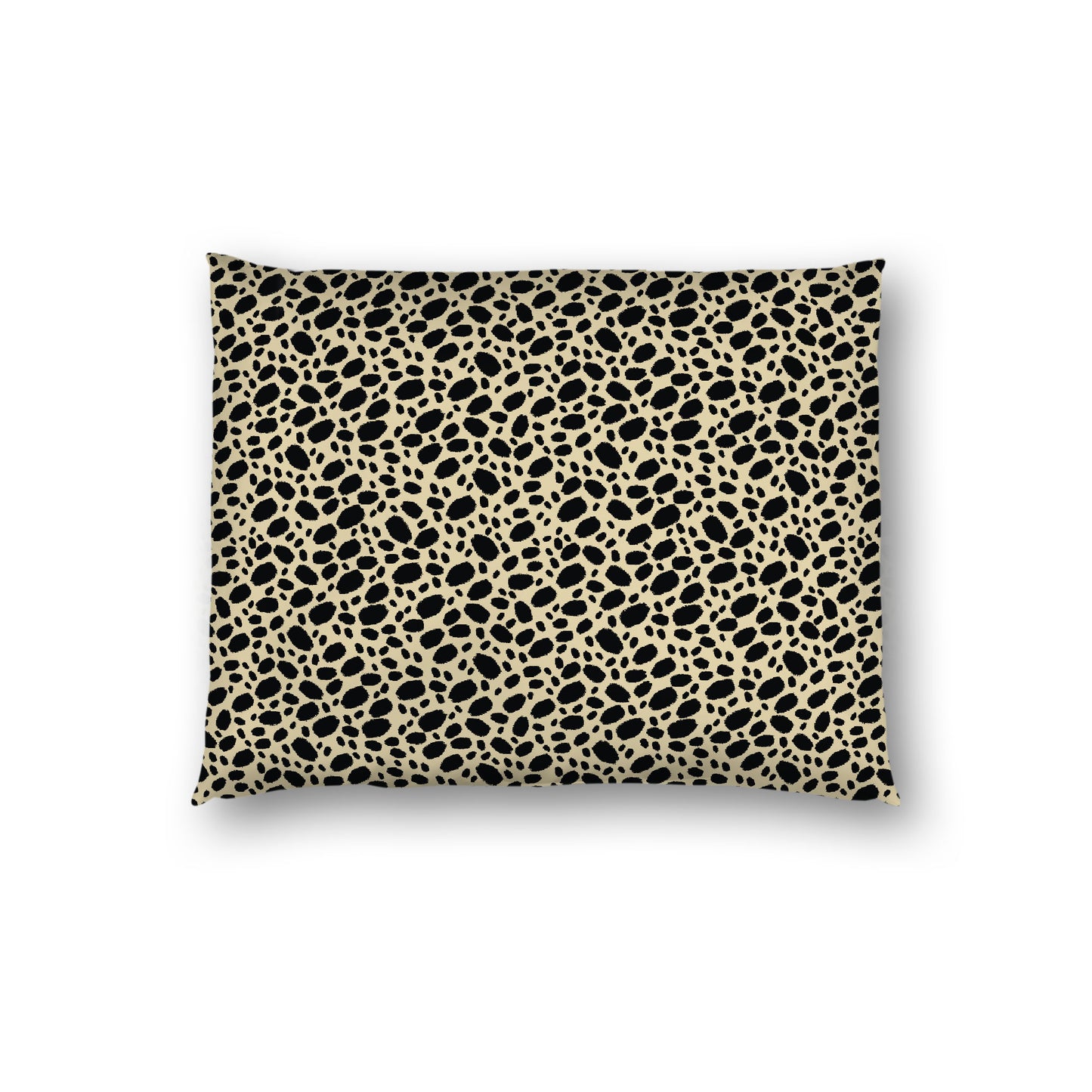 Desert Sand Cotton Sateen Pillow Sham, Black Hand-painted Dab Motif Print, White Revese Side, Standard - 20 x 26 inches
