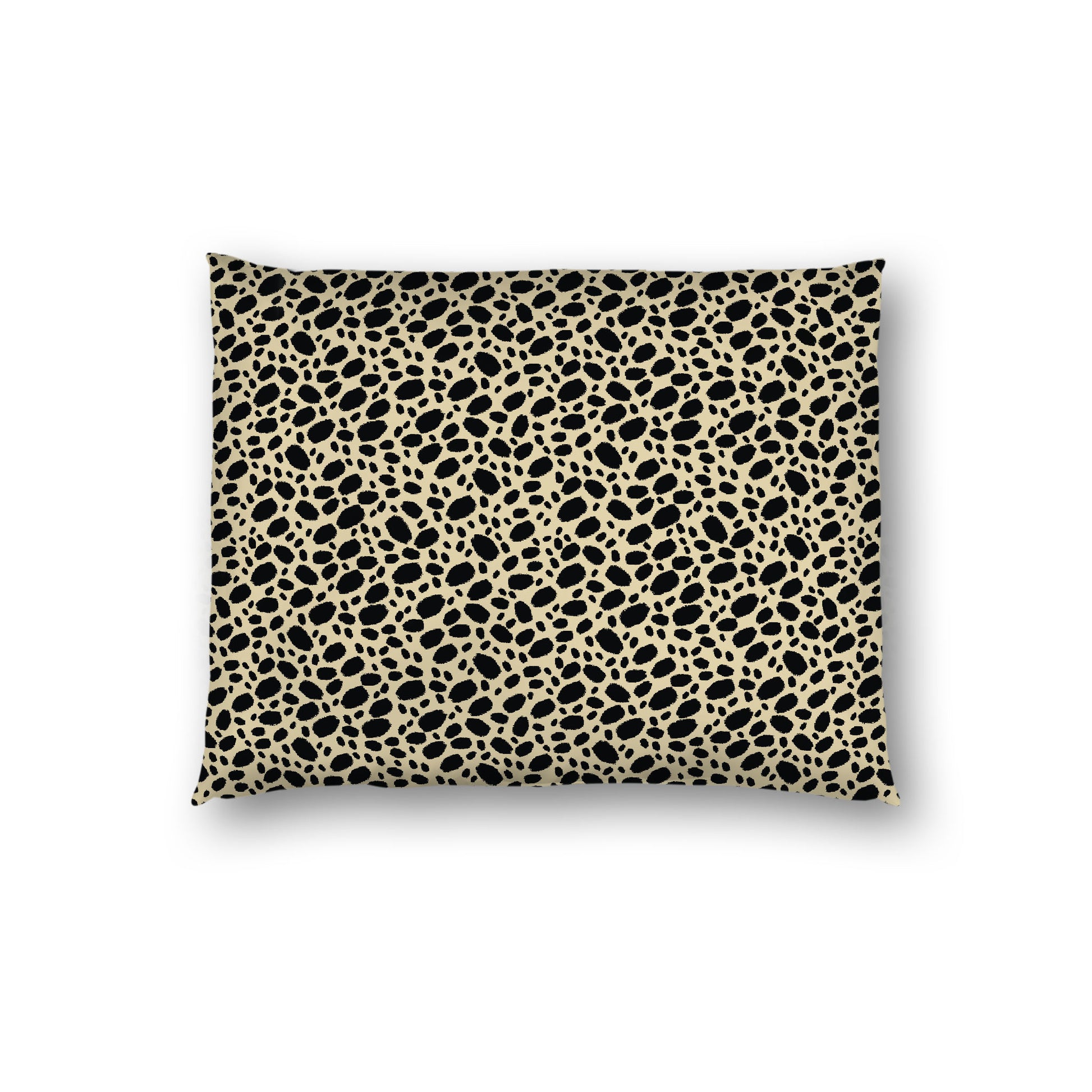 Desert Sand Cotton Sateen Pillow Sham, Black Hand-painted Dab Motif Print, White Revese Side, Standard - 20 x 26 inches