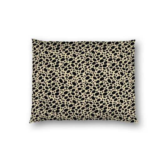 Desert Sand Cotton Sateen Pillow Sham, Black Hand-painted Dab Motif Print, White Revese Side, Standard - 20 x 26 inches