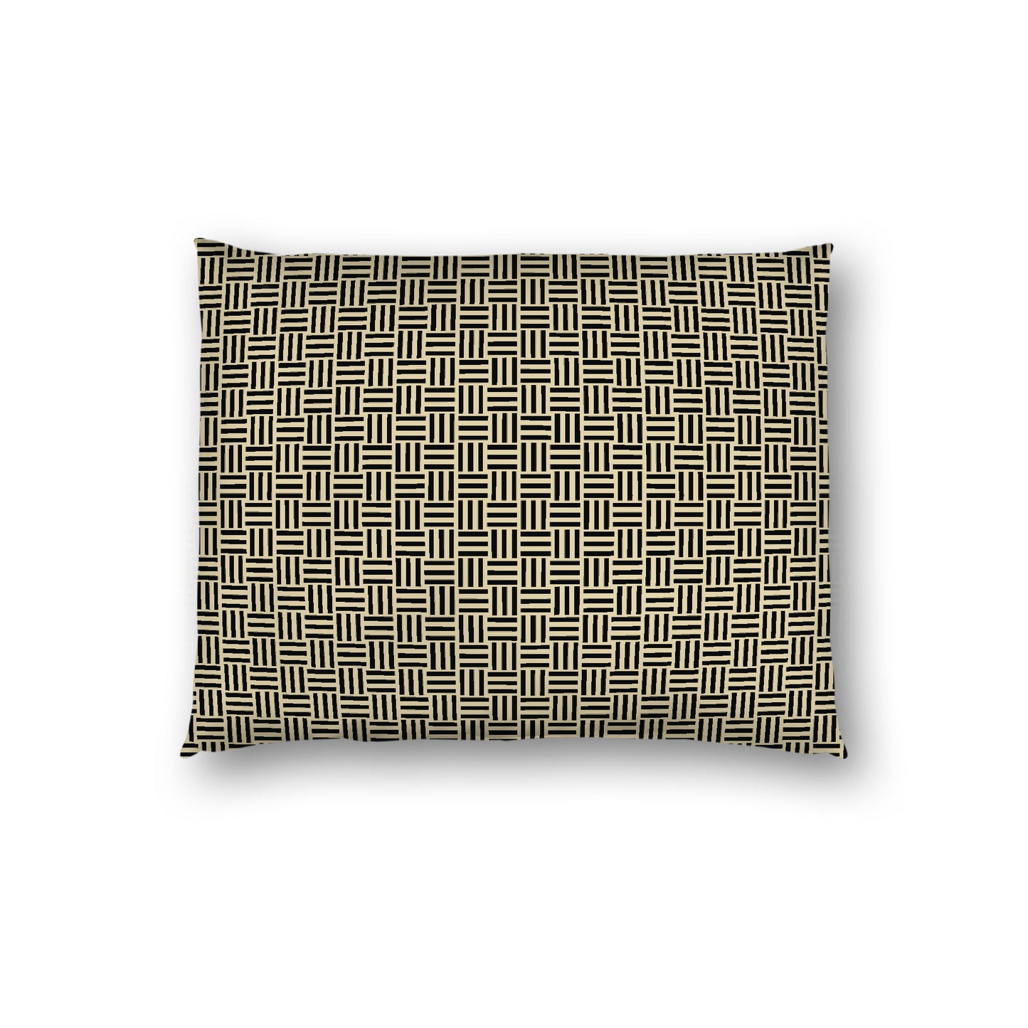 Desert Sand Cotton Sateen Pillow Sham, Black Single Weave Motif Print, White Reverse Side, Standard - 20 x 26 inches