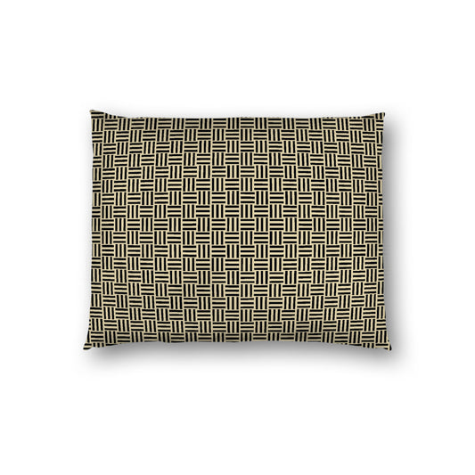 Desert Sand Cotton Sateen Pillow Sham, Black Single Weave Motif Print, White Reverse Side, Standard - 20 x 26 inches