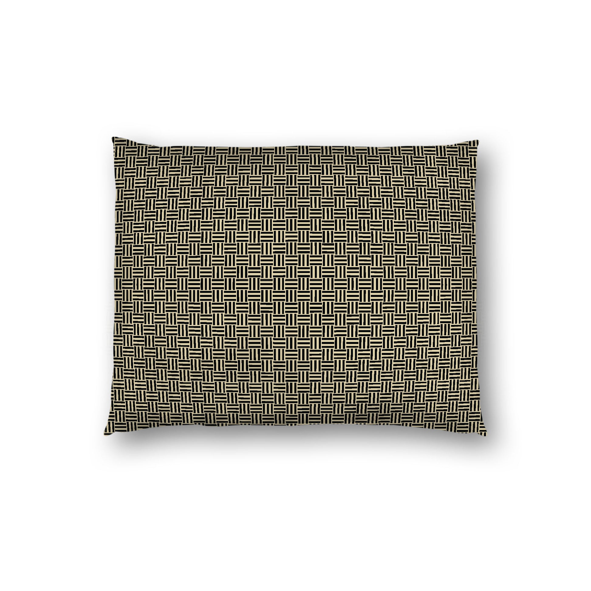 Desert Sand Cotton Sateen Pillow Sham, Black Double Weave Motif Print, White Reverse Side, Standard - 20 x 26 inches