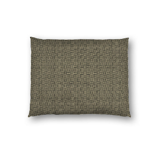 Desert Sand Cotton Sateen Pillow Sham, Black Double Weave Motif Print, White Reverse Side, Standard - 20 x 26 inches