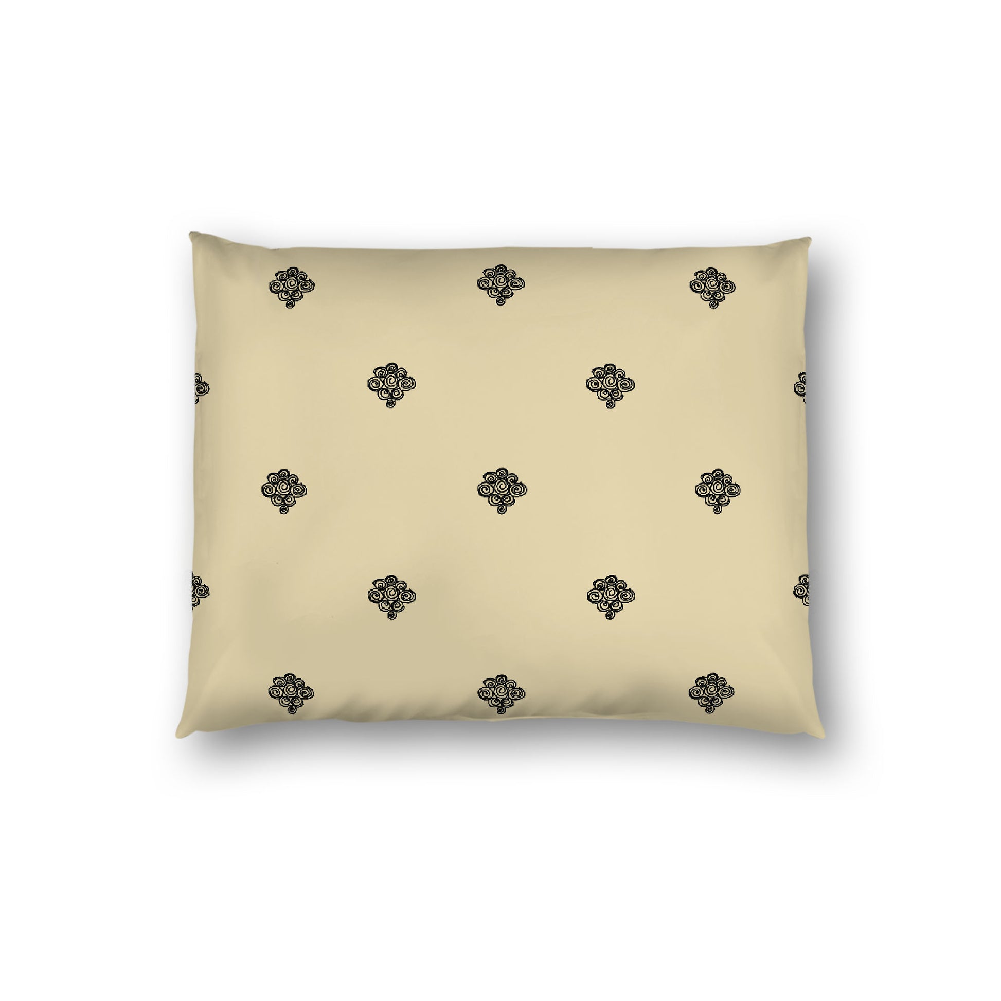 Desert Sand Cotton Sateen Pillow Sham, Black Hand-painted Swizzle Motif Print, White Reverse Side, Standard - 20 x 26 inches