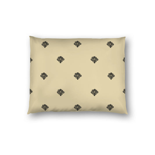 Desert Sand Cotton Sateen Pillow Sham, Black Hand-painted Swizzle Motif Print, White Reverse Side, Standard - 20 x 26 inches