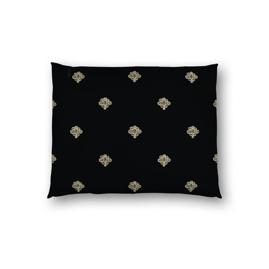 Black Cotton Sateen Pillow Sham, Desert Sand Hand-painted Swizzle Motif Print, White Reverse Side, Standard - 20 x 26 inches