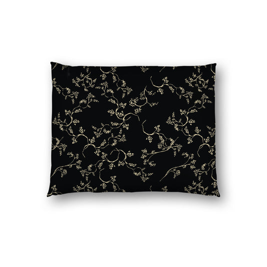 Black Cotton Sateen Pillow Sham, Desert Sand Vine Print on Front, White Reverse Side, Standard - 20 x 26 inches