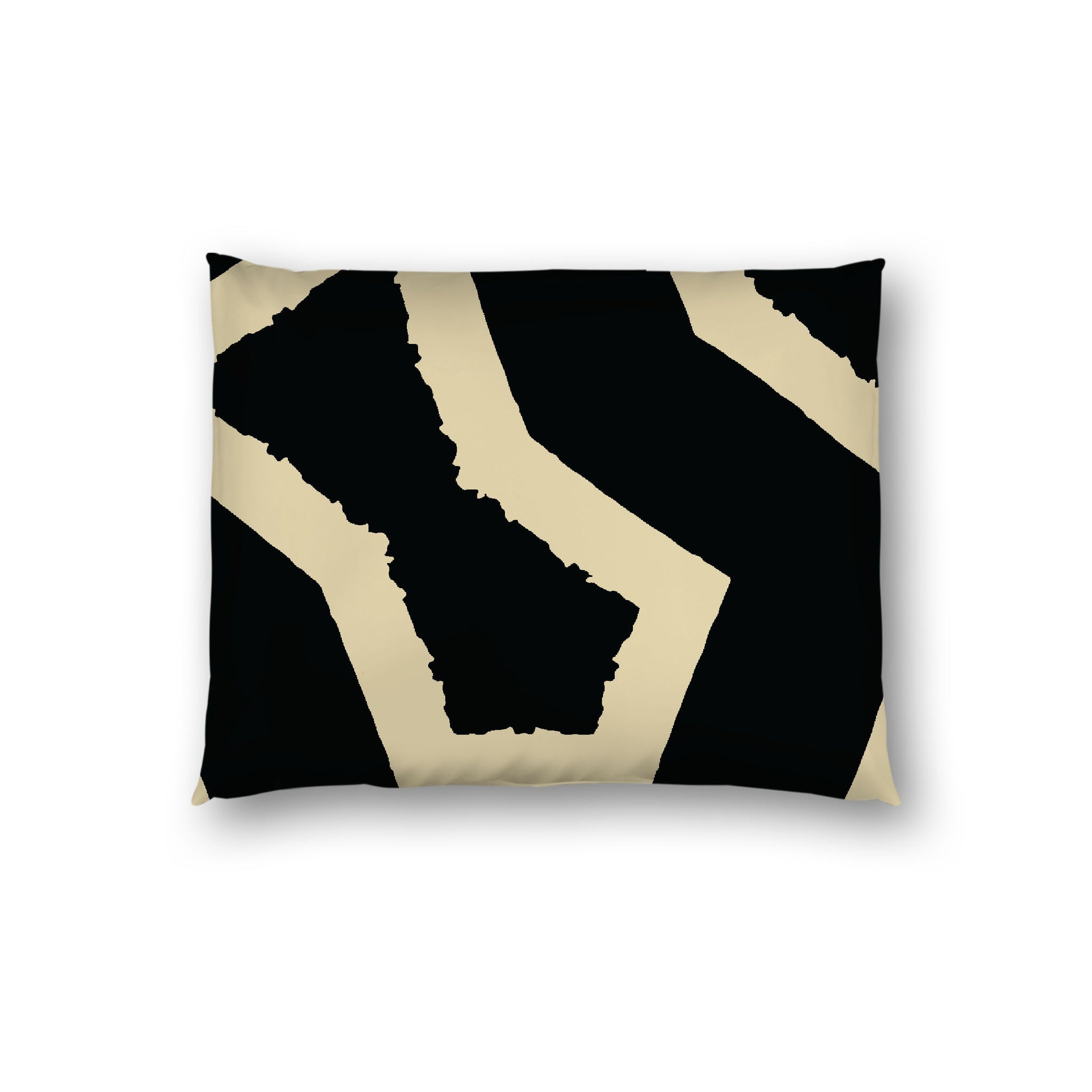 Black Cotton Sateen Sham, Bold Desert Sand Graphic on Front, White Reverse Side, Standard - 20 x 26 inches