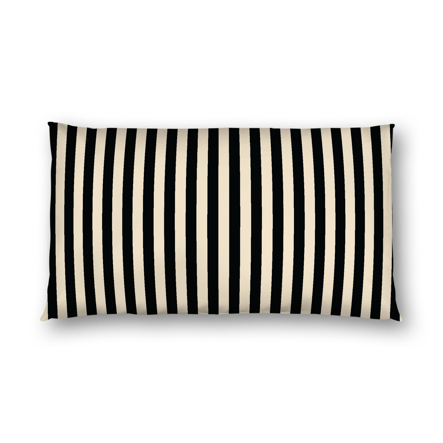 Beige Cotton Sateen Sham, Black Bars on Front, White Reverse Side, King - 20 x 36 inches
