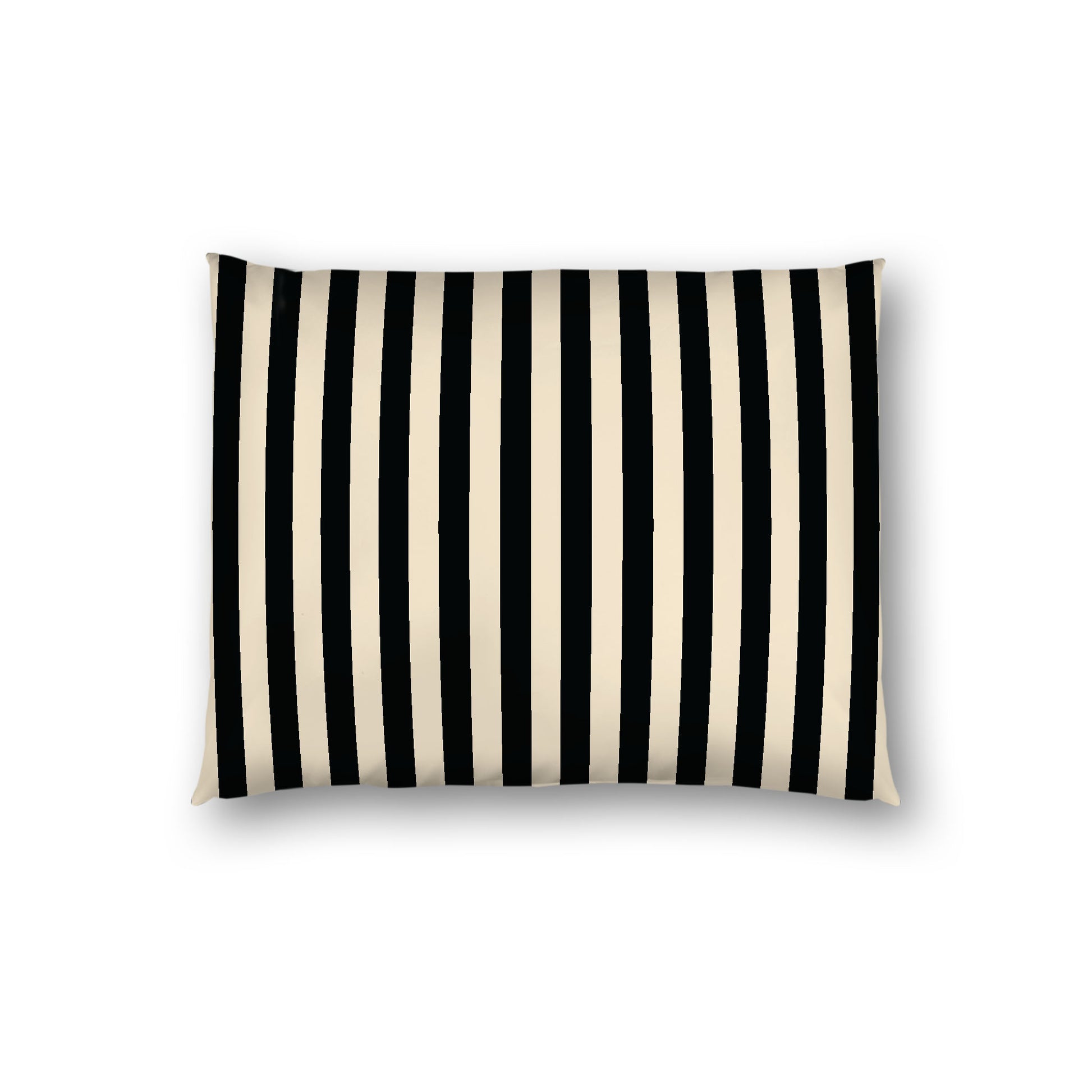Beige Cotton Sateen Sham, Black Bars on Front, White Reverse Side, Standard - 20 x 26 inches