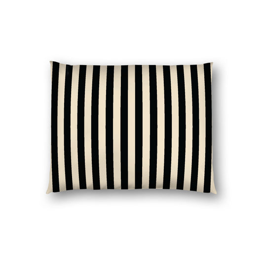 Beige Cotton Sateen Sham, Black Bars on Front, White Reverse Side, Standard - 20 x 26 inches