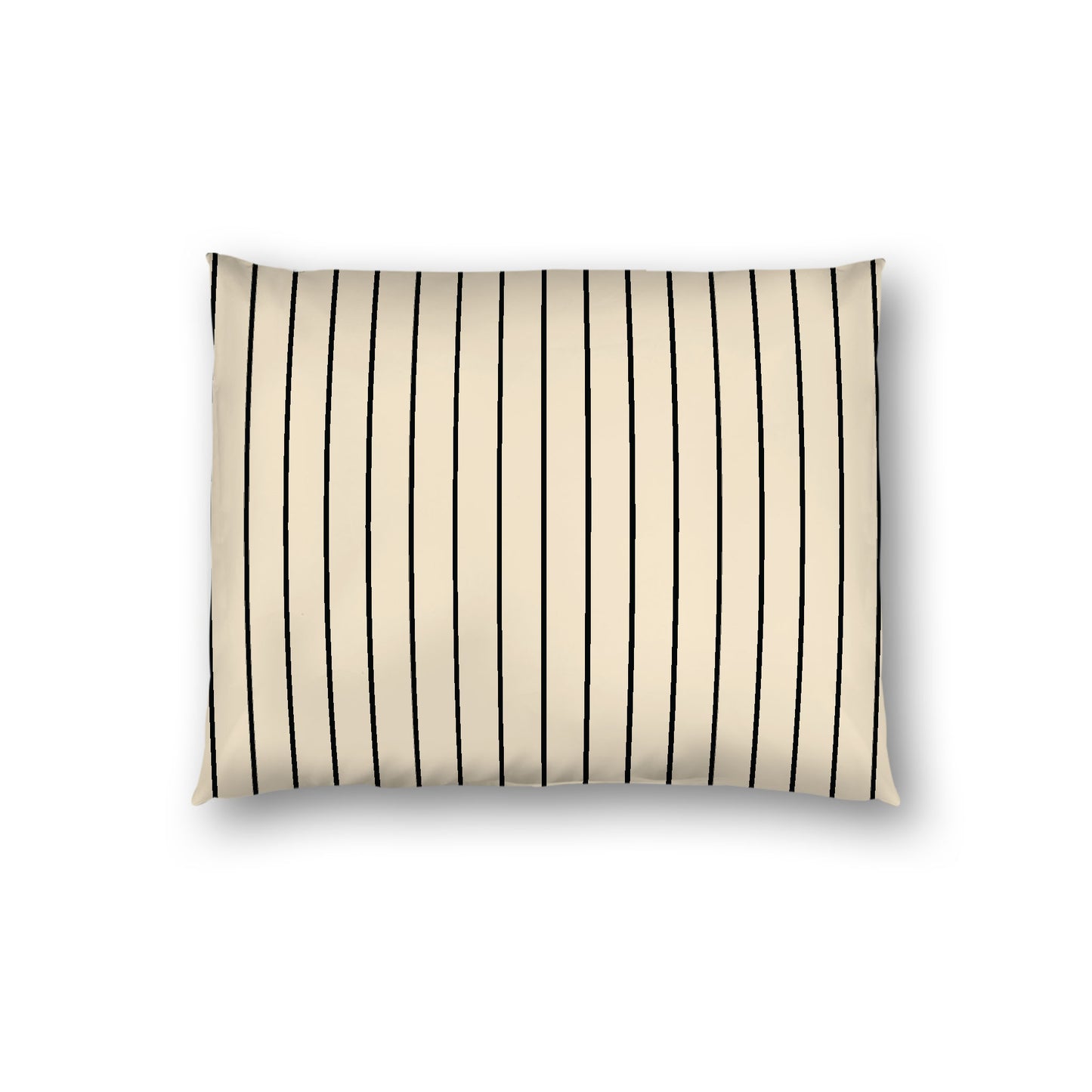 Beige Cotton Sateen Sham, Black Stripes on Front, White Reverse Side, Standard - 20 x 26 inches