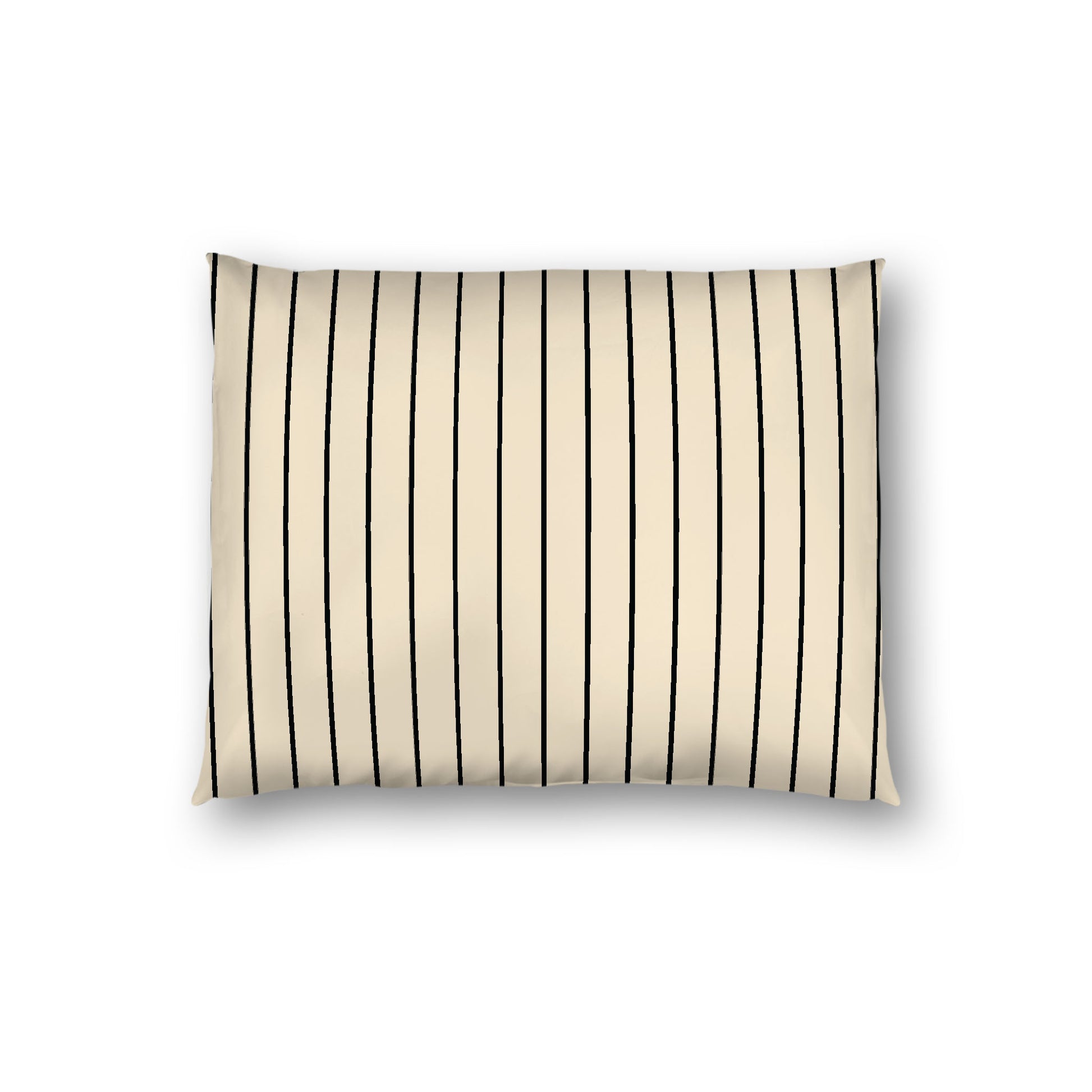 Beige Cotton Sateen Sham, Black Stripes on Front, White Reverse Side, Standard - 20 x 26 inches