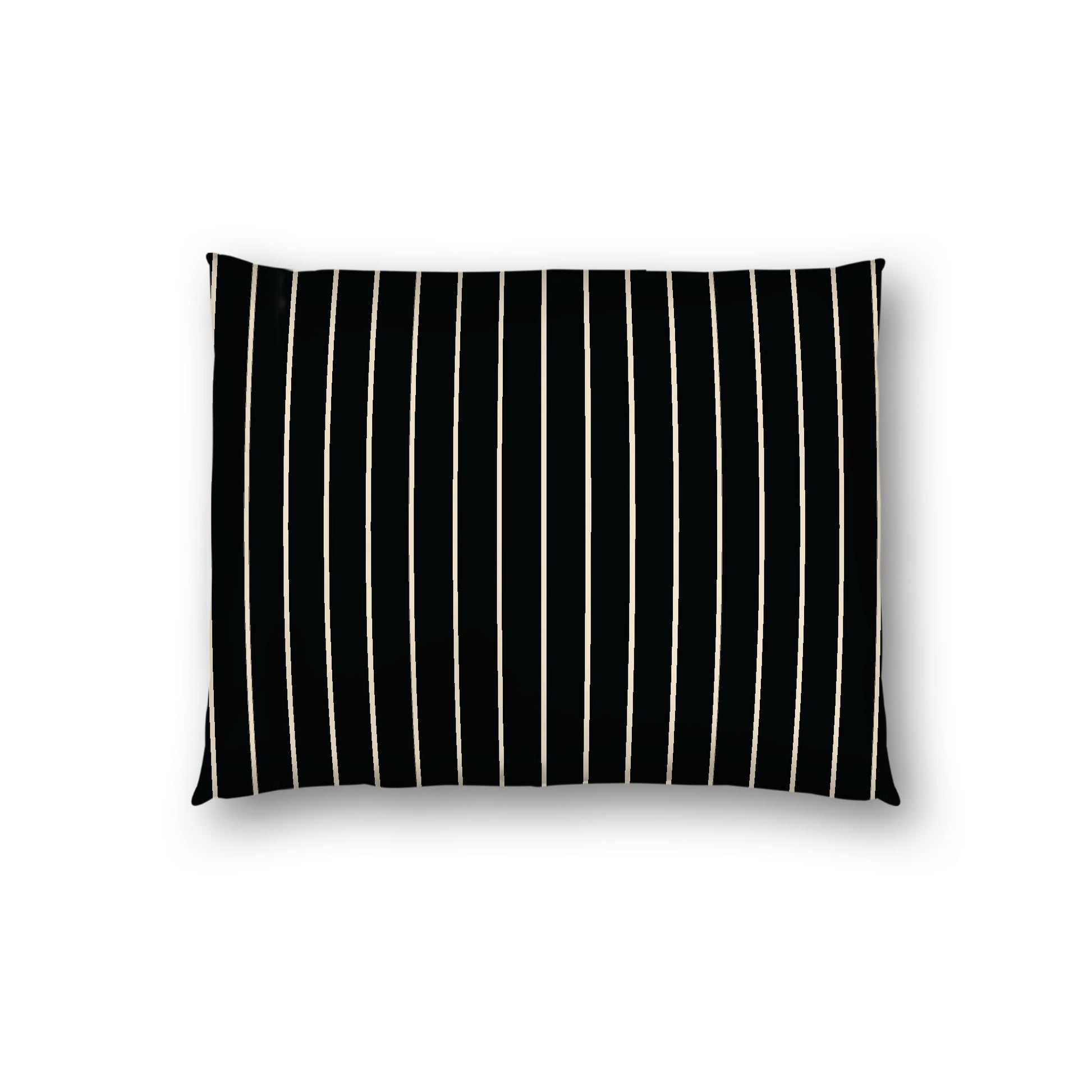 Black Cotton Sateen Sham, Beige Stripes on Front, White Reverse Side, Standard - 20 x 26 inches