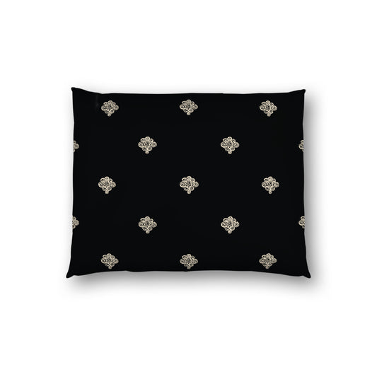 Black Cotton Sateen Pillow Sham, Beige Hand-painted Swizzle Motif Print, White Reverse Side, Standard - 20 x 26 inches