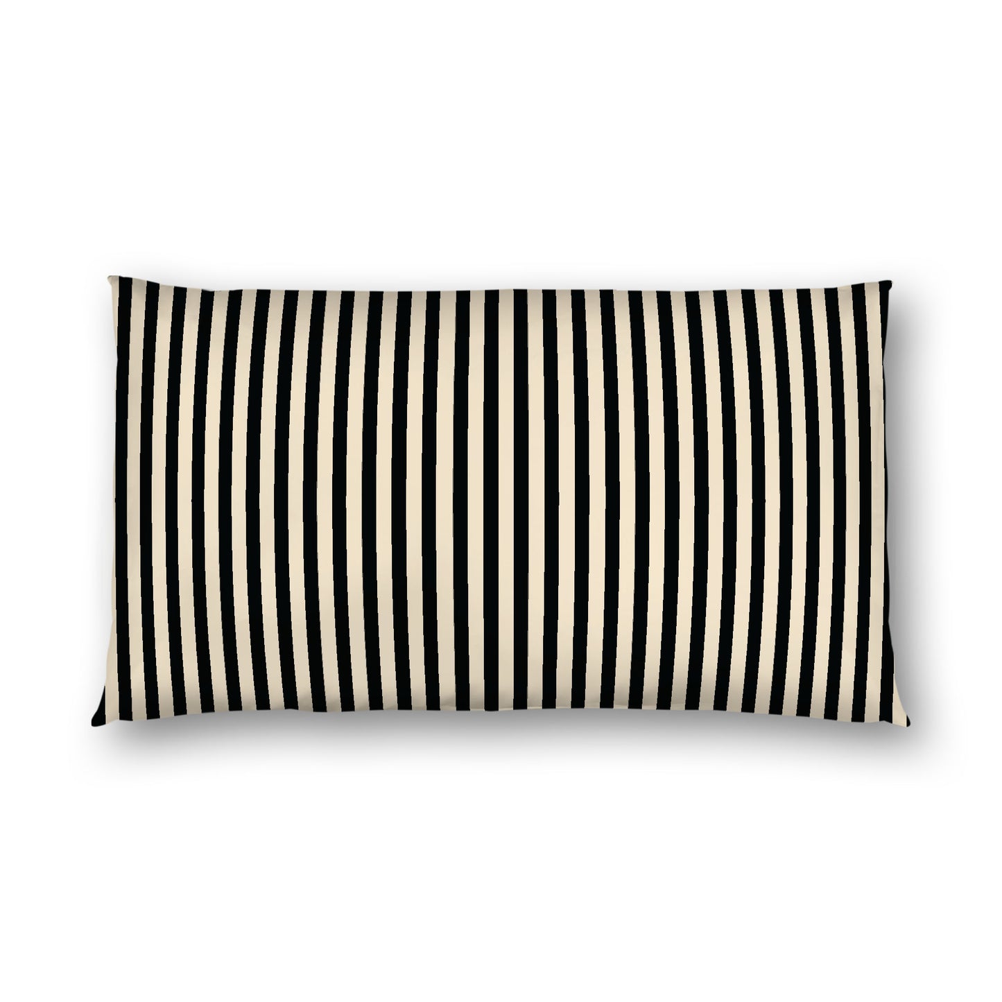 Beige Cotton Sateen Sham, Thin Black Bars on Front, White Reverse Side, King - 20 x 36 inches