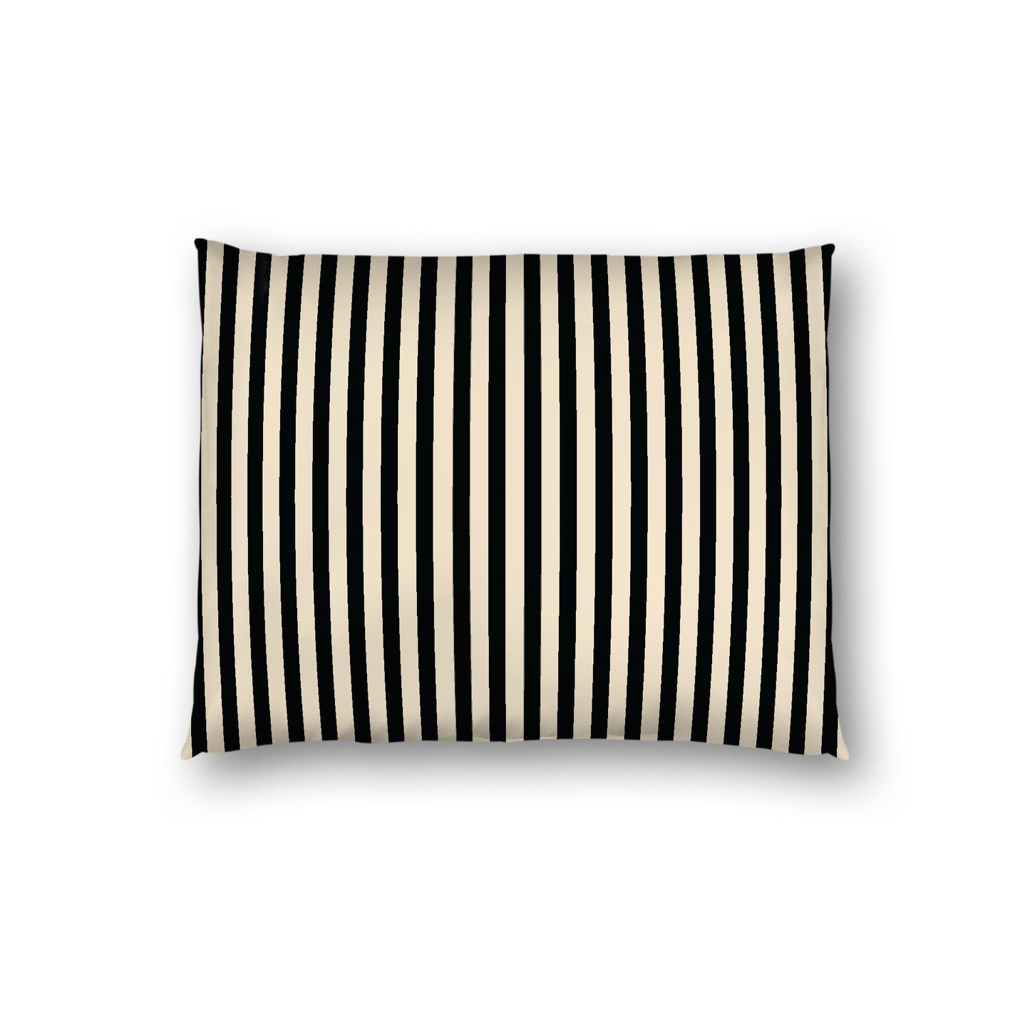 Beige Cotton Sateen Sham, Thin Black Bars on Front, White Reverse Side, Standard - 20 x 26 inches