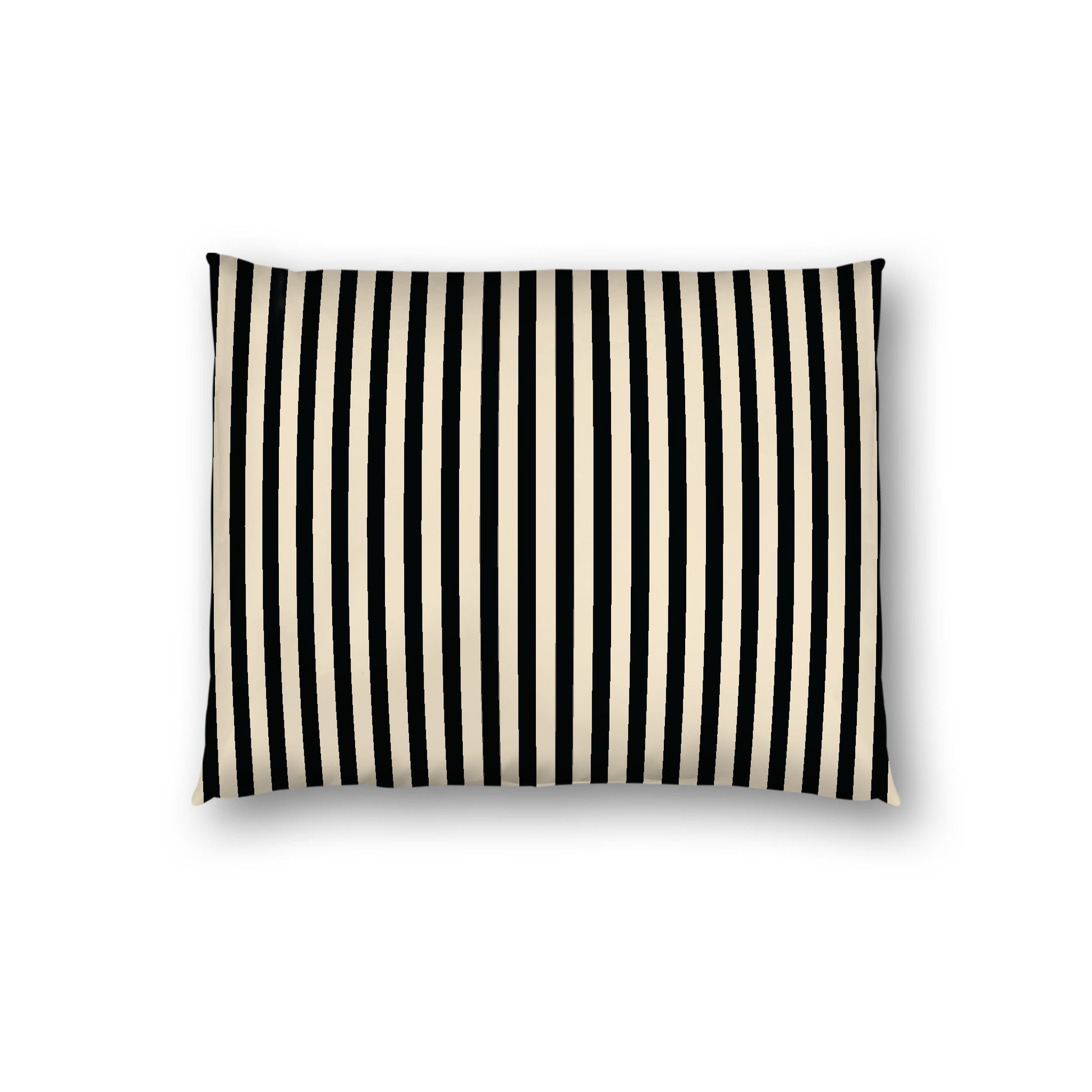 Beige Cotton Sateen Sham, Thin Black Bars on Front, White Reverse Side, Standard - 20 x 26 inches
