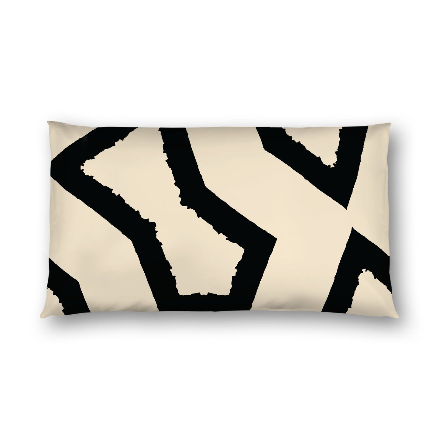 Beige Cotton Sateen Sham, Bold Black Graphic on Front, White Reverse Side, King - 20 x 36 inches