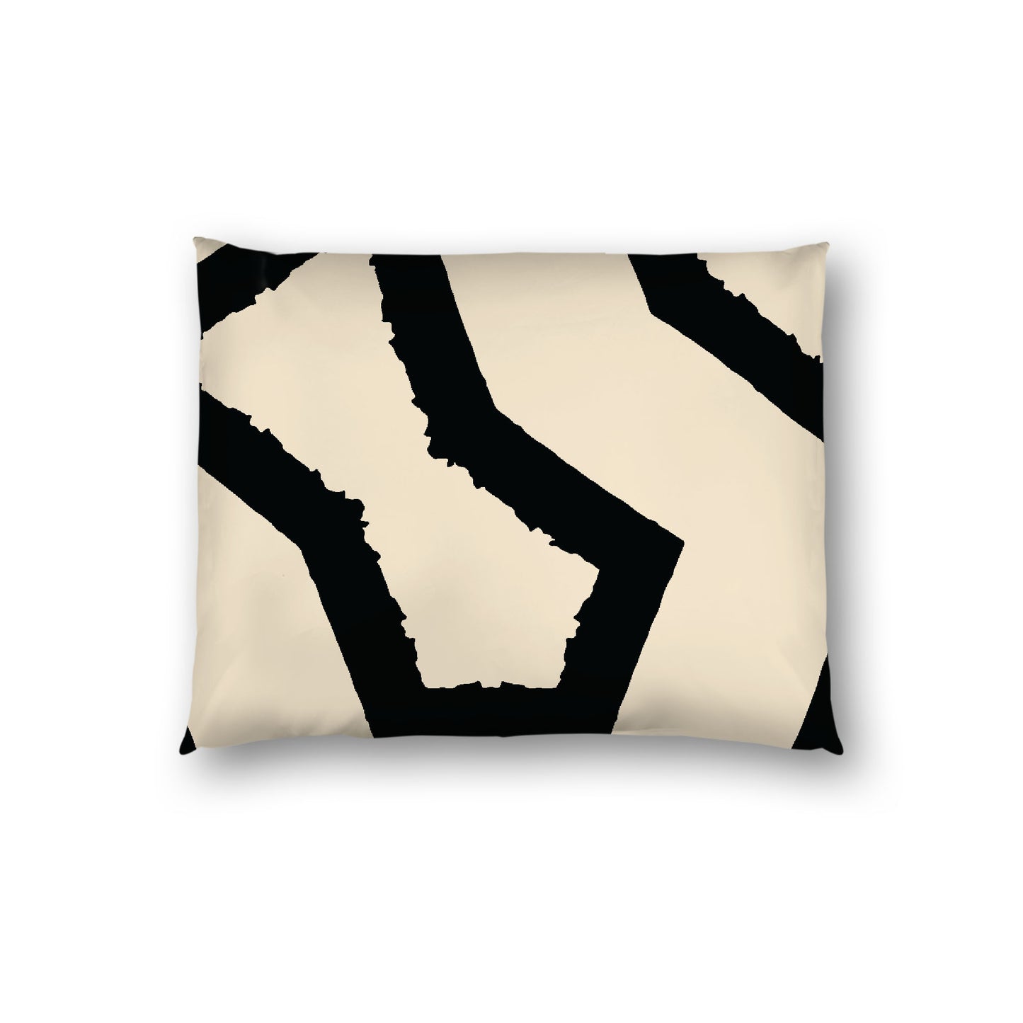 Beige Cotton Sateen Sham, Bold Black Graphic on Front, White Reverse Side, Standard - 20 x 26 inches
