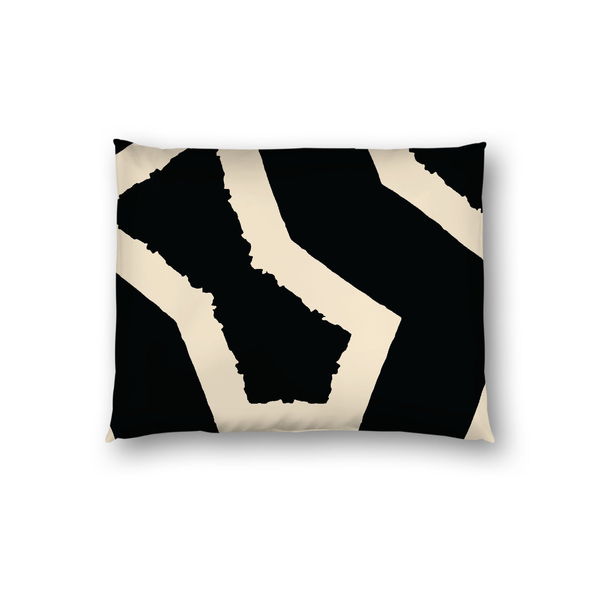 Black Cotton Sateen Sham, Bold Beige Graphic on Front, White Reverse Side, Standard - 20 x 26 inches