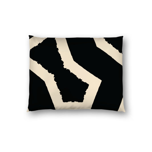 Black Cotton Sateen Sham, Bold Beige Graphic on Front, White Reverse Side, Standard - 20 x 26 inches