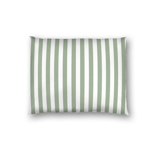 Off-white Cotton Sateen Sham, Green Bars on Front, White Reverse Side, Standard - 20 x 26 inches
