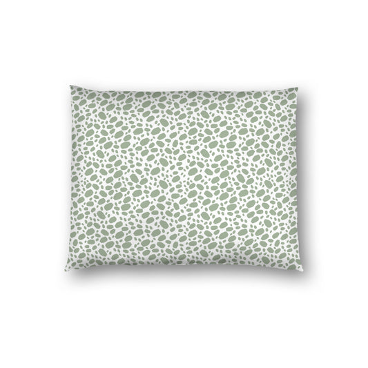 Off-white Cotton Sateen Pillow Sham, Green Hand-painted Dab Motif Print, Off-white Revese Side, Standard - 20 x 26 inches