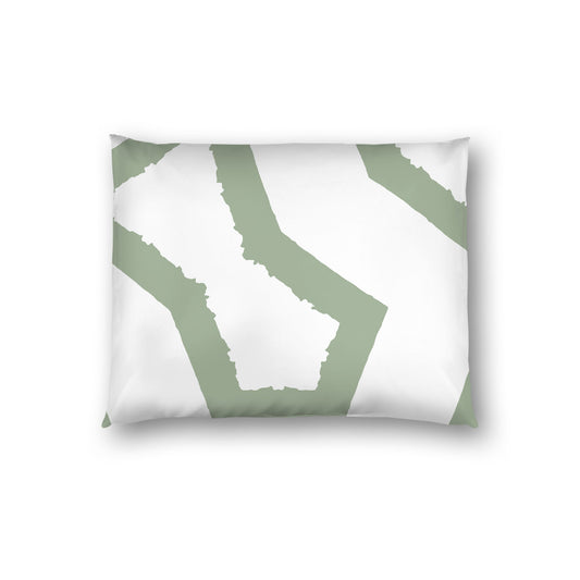 Off-white Cotton Sateen Sham, Bold Green Graphic on Front, White Reverse Side, Standard - 20 x 26 inches