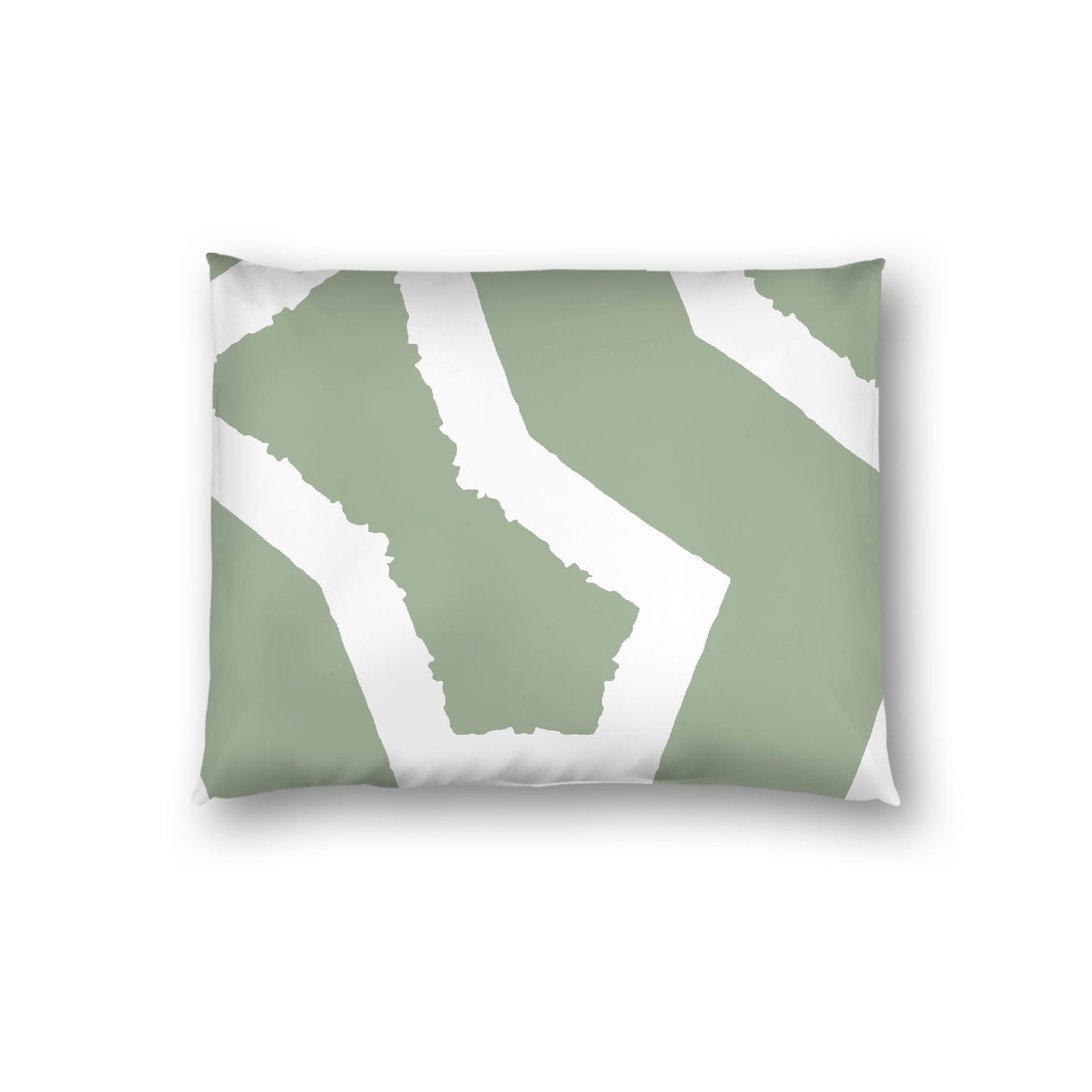 Green Cotton Sateen Sham, Bold Off-white Graphic on Front, White Reverse Side, Standard - 20 x 26 inches