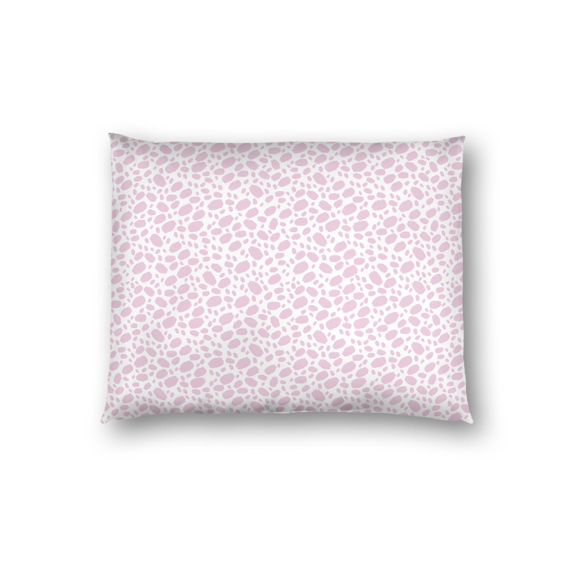 Off-white Cotton Sateen Pillow Sham, Pink Hand-painted Dab Motif Print, Off-white Revese Side, Standard - 20 x 26 inches