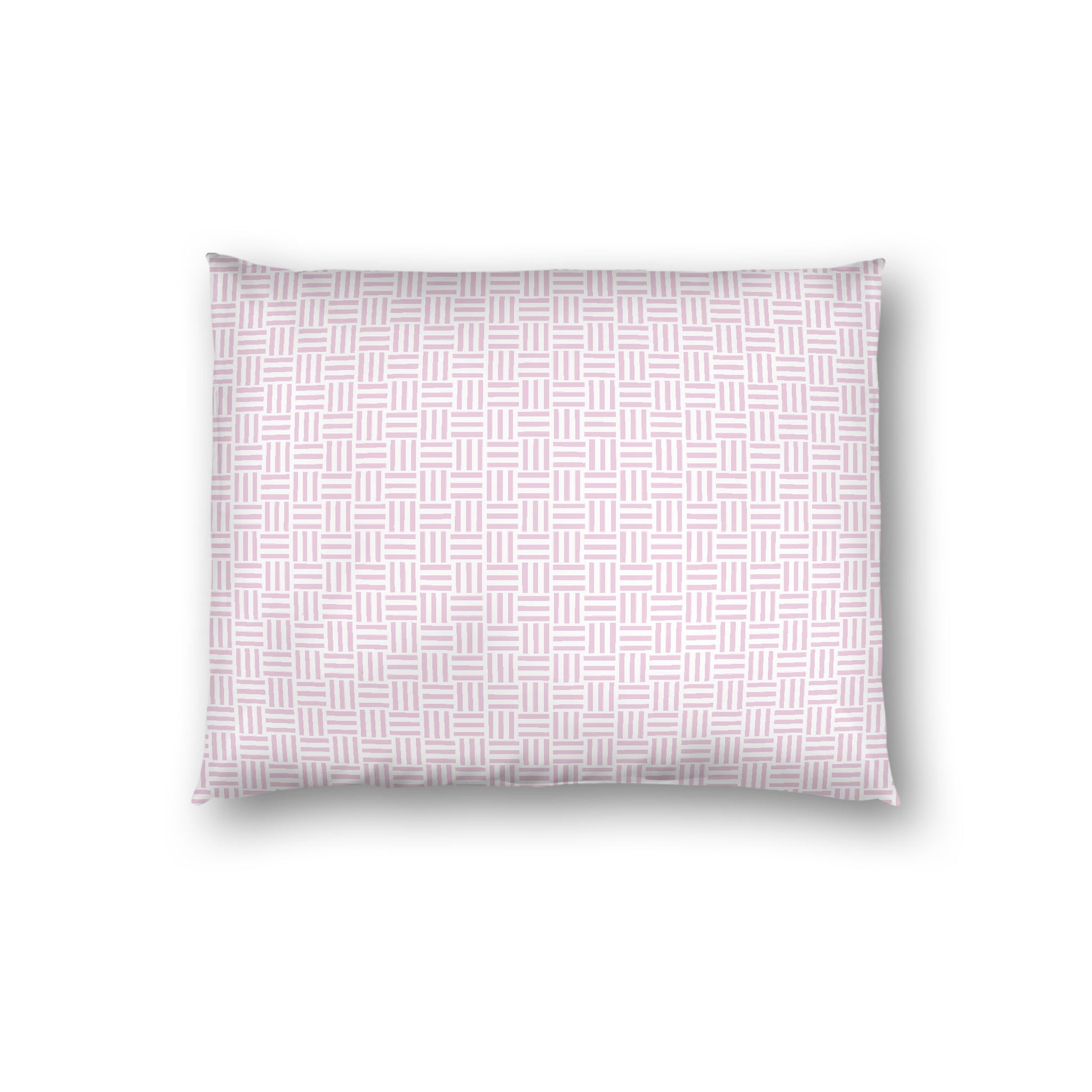 Off-white Cotton Sateen Pillow Sham, Pink Single Weave Motif Print, White Reverse Side, Standard - 20 x 26 inches
