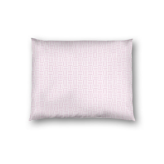 Off-white Cotton Sateen Pillow Sham, Pink Single Weave Motif Print, White Reverse Side, Standard - 20 x 26 inches
