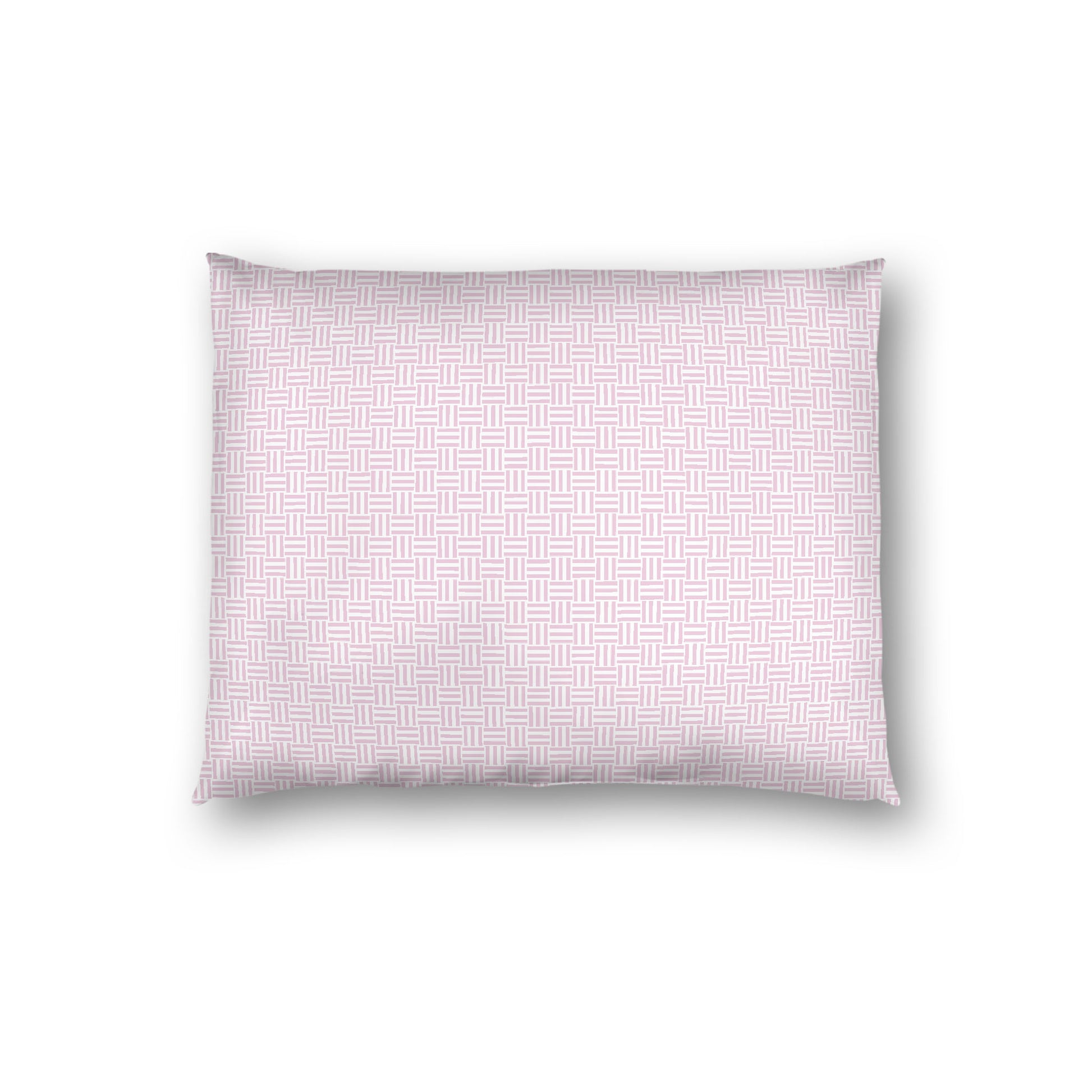 Off-white Cotton Sateen Pillow Sham, Pink Double Weave Motif Print, White Reverse Side, Standard - 20 x 26 inches