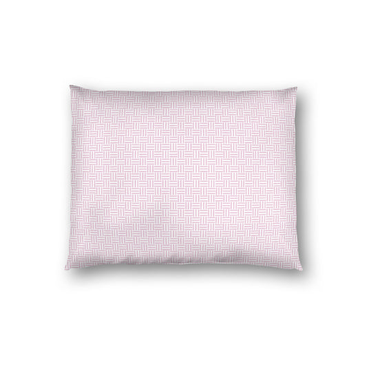 Off-white Cotton Sateen Pillow Sham, Pink Double Weave Motif Print, White Reverse Side, Standard - 20 x 26 inches