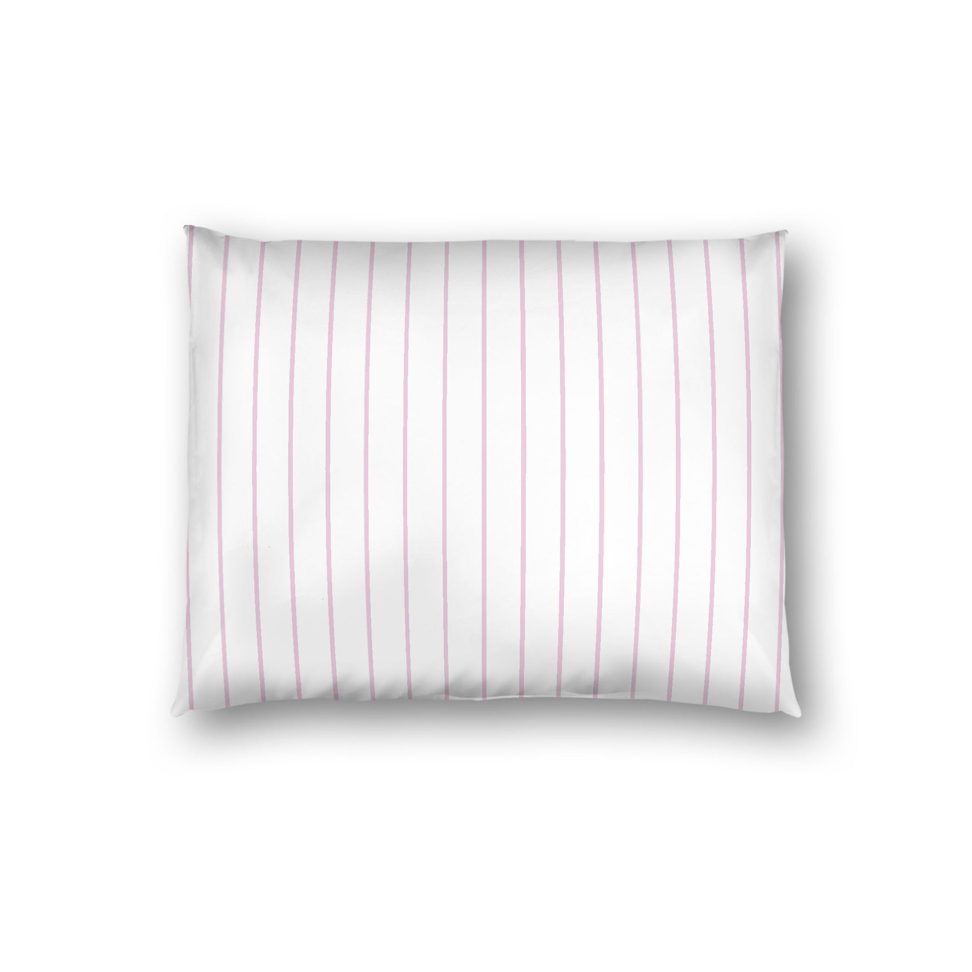 Off-white Cotton Sateen Sham, Pink Stripes on Front, White Reverse Side, Standard - 20 x 26 inches