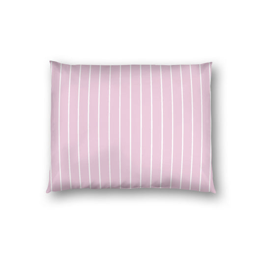Pink Cotton Sateen Sham, Off-white Stripes on Front, White Reverse Side, Standard - 20 x 26 inches