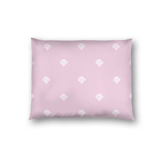 Pink Cotton Sateen Pillow Sham, Off-white Hand-painted Swizzle Motif Print, White Reverse Side, Standard - 20 x 26 inches