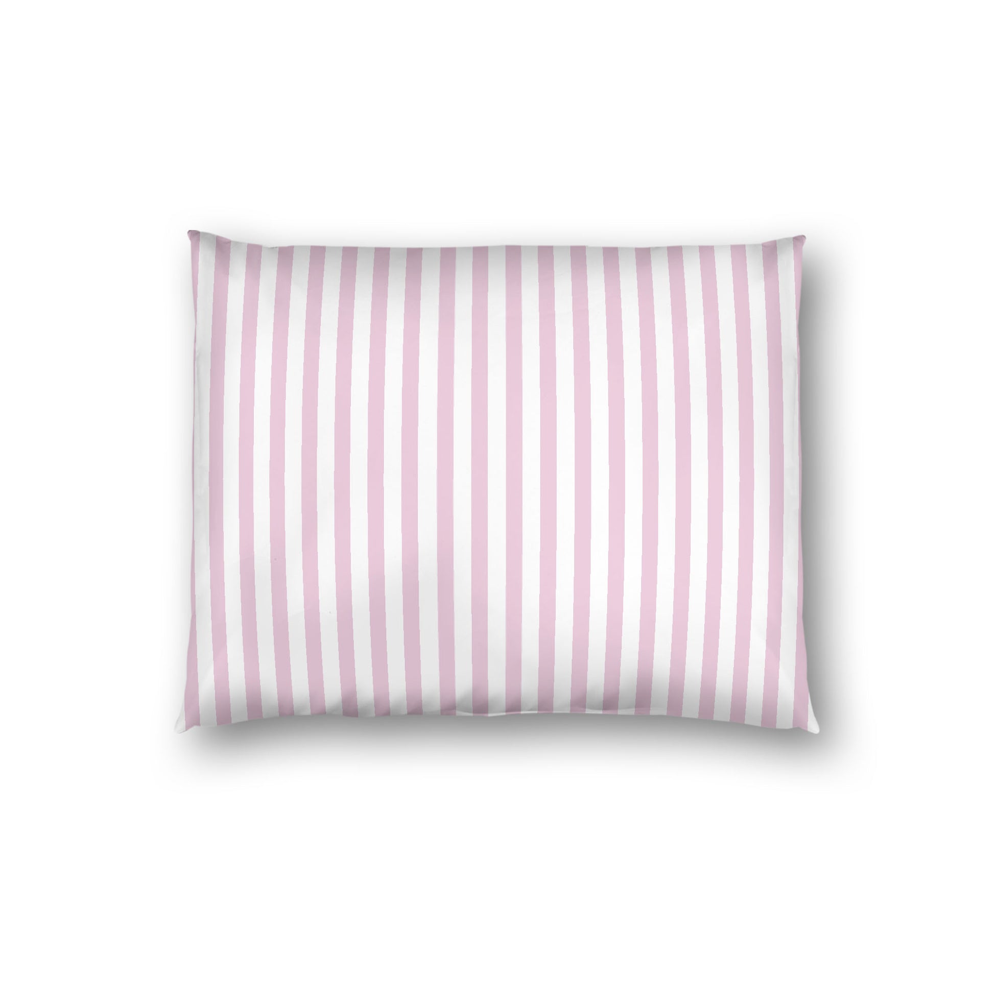 Off-white Cotton Sateen Sham, Thin Pink Bars on Front, White Reverse Side, Standard - 20 x 26 inches