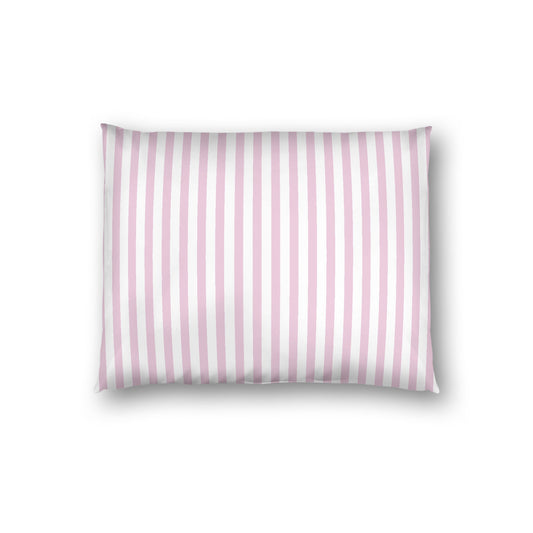 Off-white Cotton Sateen Sham, Thin Pink Bars on Front, White Reverse Side, Standard - 20 x 26 inches