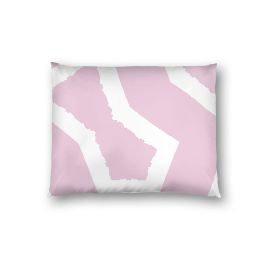 Pink Cotton Sateen Sham, Bold Off-white Graphic on Front, White Reverse Side, Standard - 20 x 26 inches