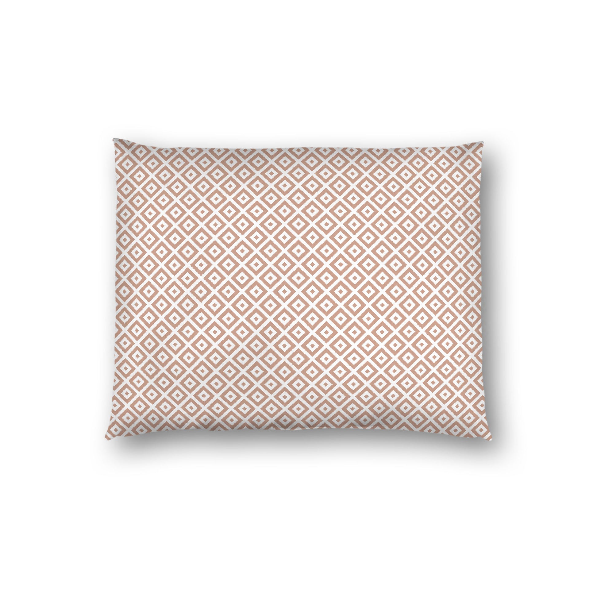 Off-white Cotton Sateen Pillow Sham, Salmon Repeating Square Motif Print, Off-white Revese Side, Standard - 20 x 26 inches