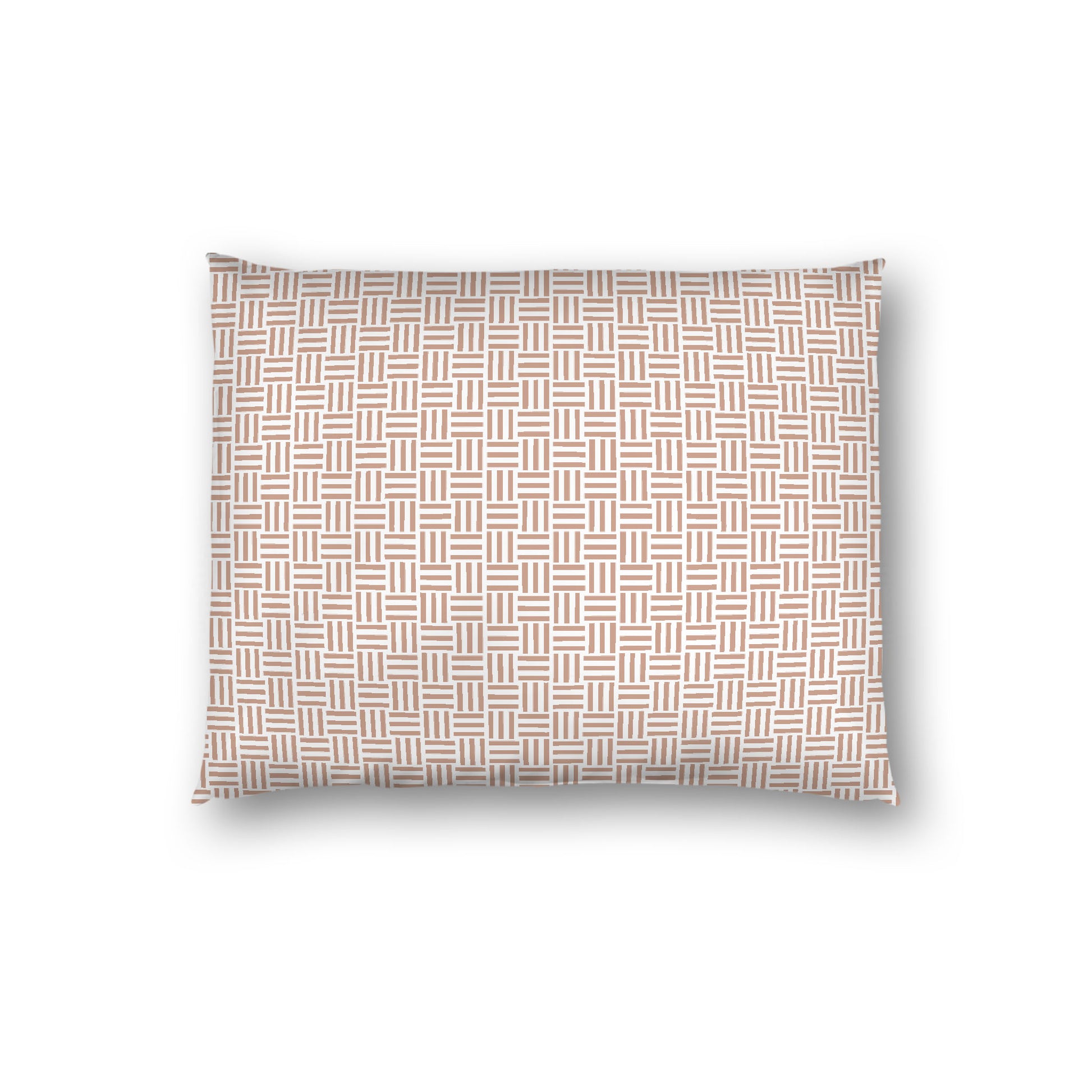 Off-white Cotton Sateen Pillow Sham, Salmon Single Weave Motif Print, White Reverse Side, Standard - 20 x 26 inches