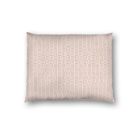 Off-white Cotton Sateen Pillow Sham, Salmon Single Weave Motif Print, White Reverse Side, Standard - 20 x 26 inches