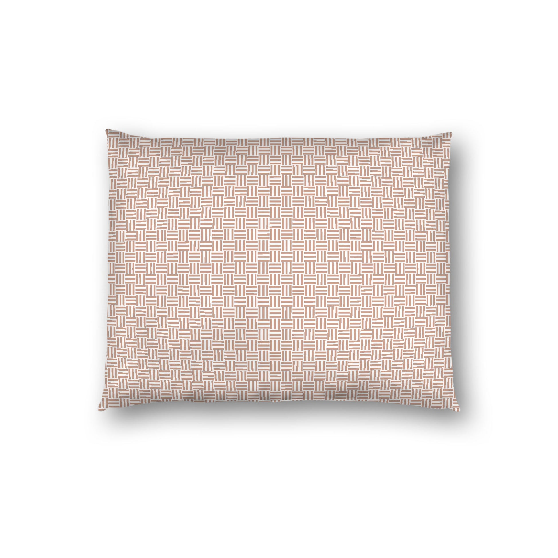 Off-white Cotton Sateen Pillow Sham, Salmon Double Weave Motif Print, White Reverse Side, Standard - 20 x 26 inches