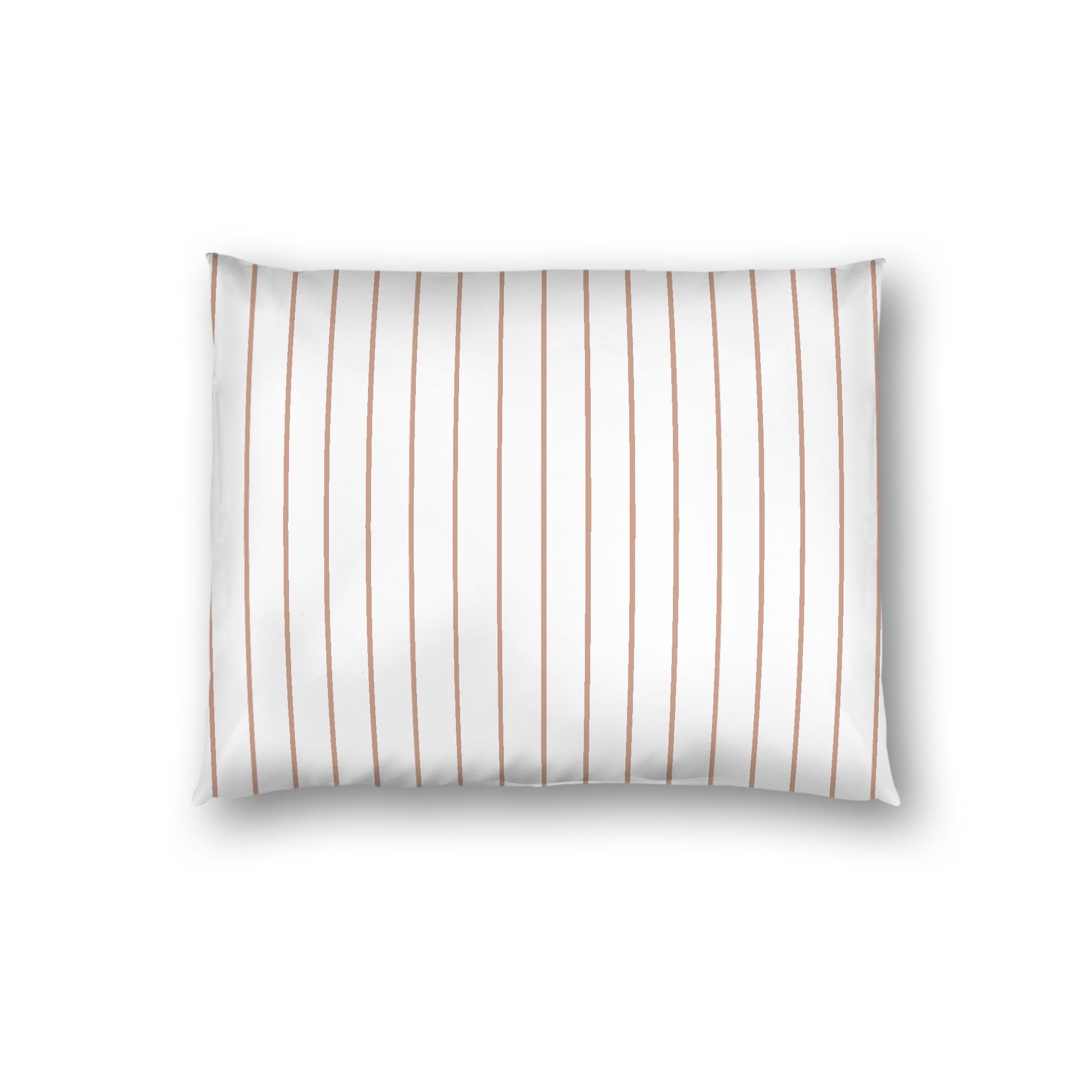 Off-white Cotton Sateen Sham, Salmon Stripes on Front, White Reverse Side, Standard - 20 x 26 inches