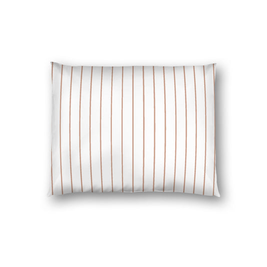 Off-white Cotton Sateen Sham, Salmon Stripes on Front, White Reverse Side, Standard - 20 x 26 inches