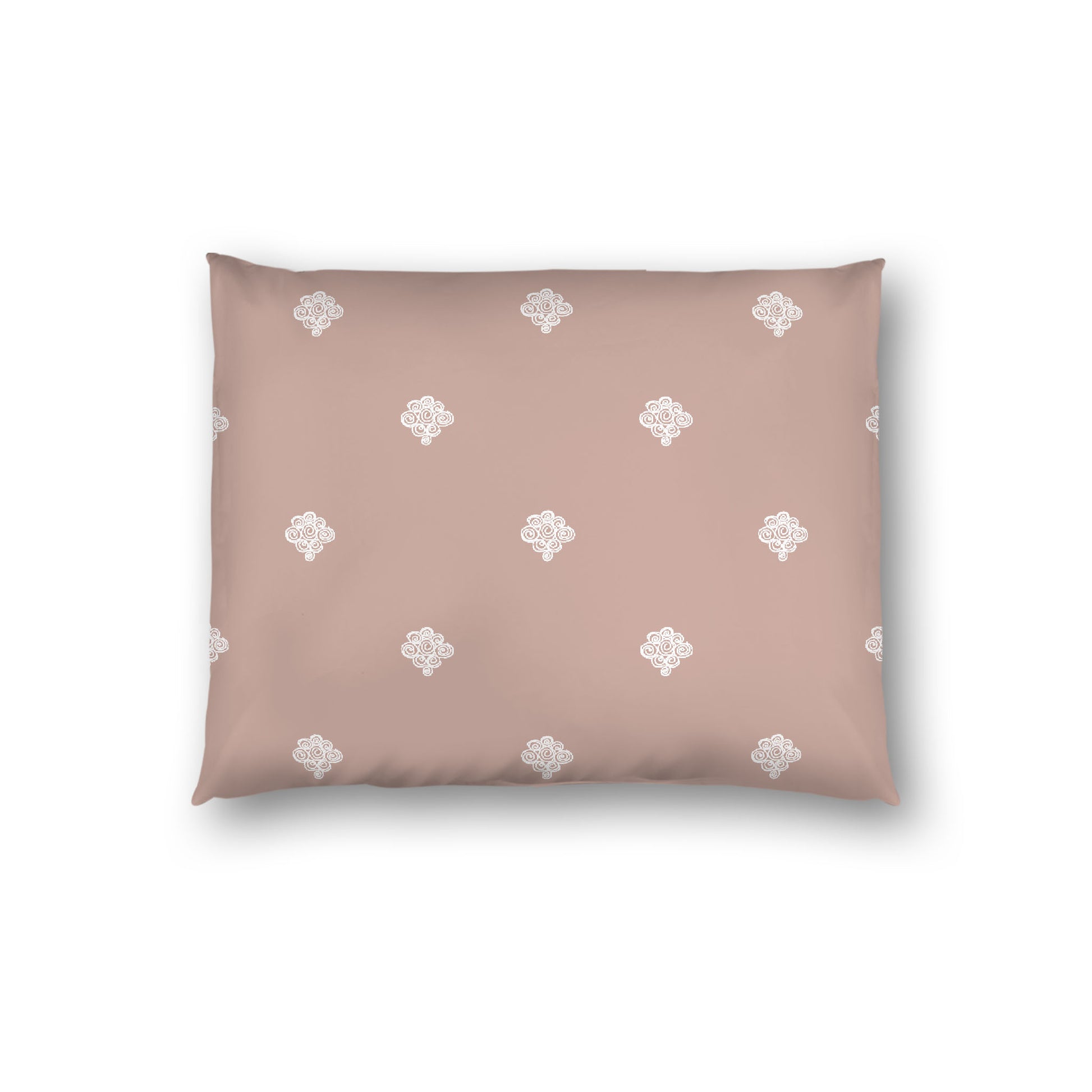 Salmon Cotton Sateen Pillow Sham, Off-white Hand-painted Swizzle Motif Print, White Reverse Side, Standard - 20 x 26 inches
